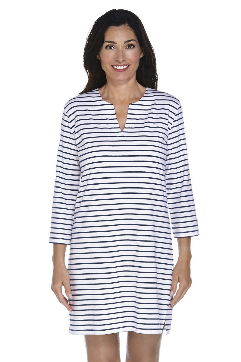 Coolibar - UV Tunika Damen- Blau/Weiß gestreift