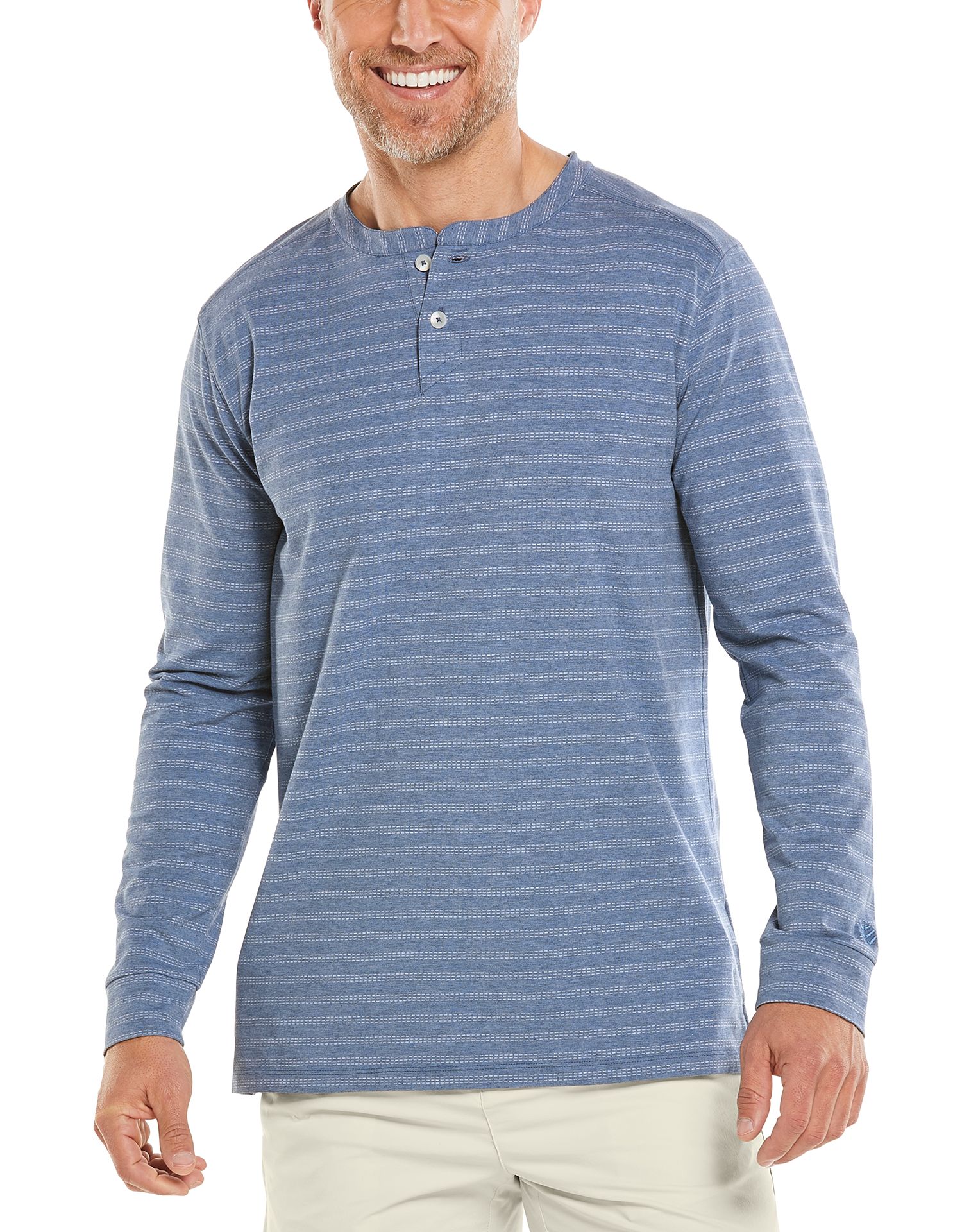 Coolibar - UV Shirt für Herren - Langärmlig - Mojave Henley - Pazifikblau