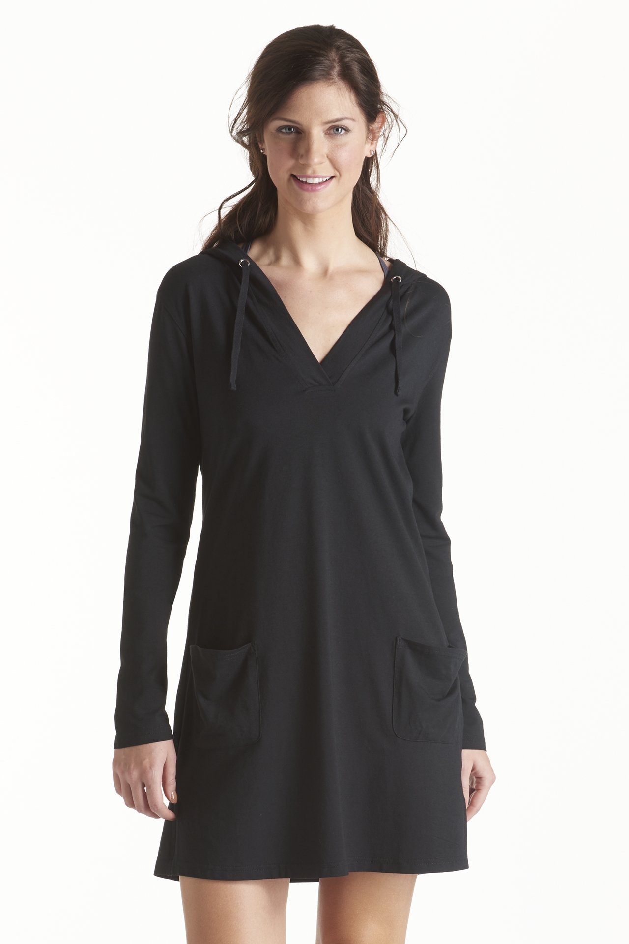 Coolibar - UV Strandkleid mit V- Hals Damen - Schwarz