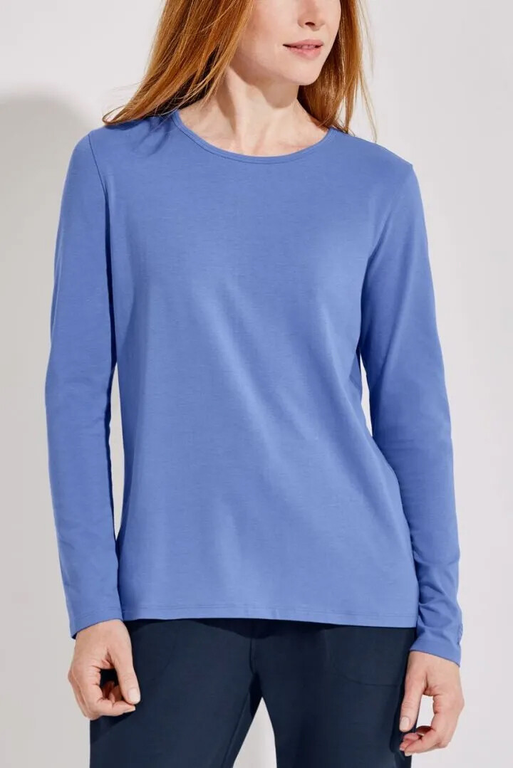 Coolibar - UV Everyday Shirt für Damen - Langarm - Morada - Einfarbig - Aura Blau