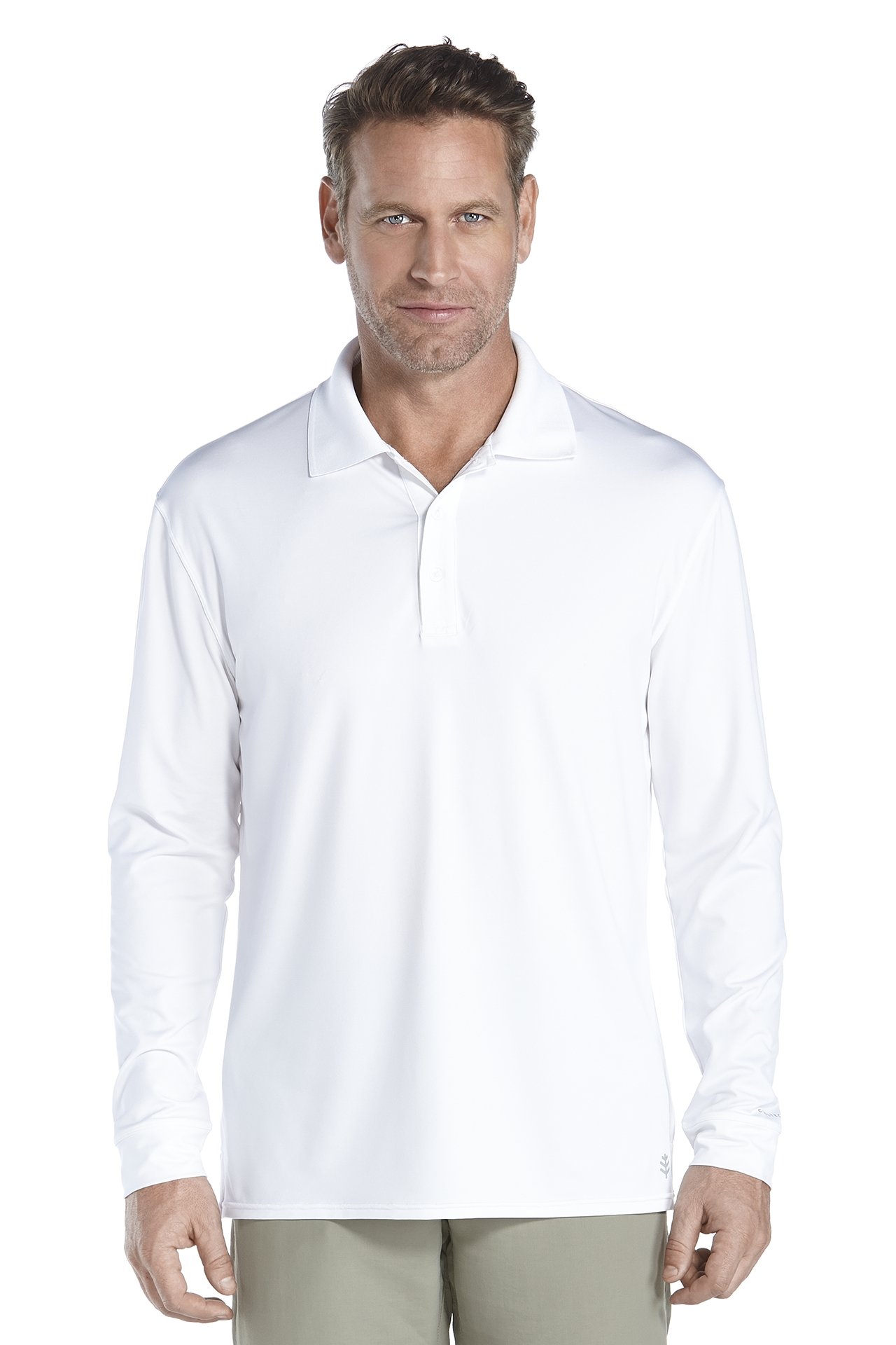 Coolibar - UV Sport Polo für Herren - Langärmlig - Erodym Golf - Weiß