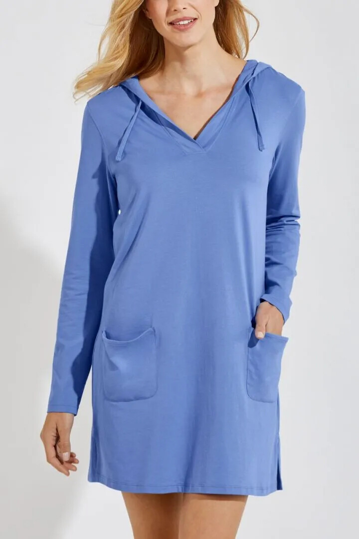 Coolibar - UV Beach Cover-Up Kleid für Damen - Catalina - Einfarbig - Aura Blau