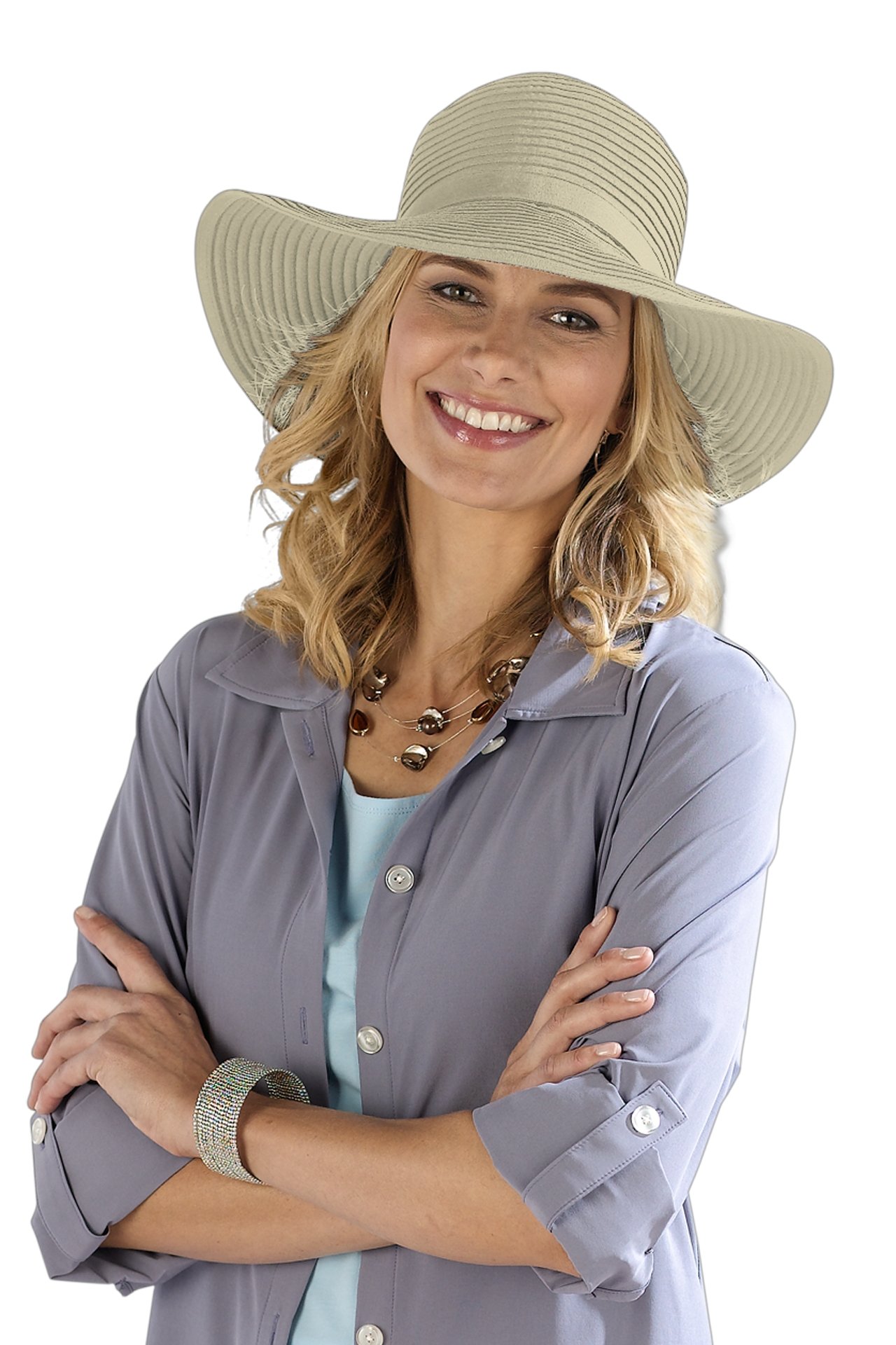 Coolibar - UV-Reise-Sonnenhut für Damen - verformbar - Shelly - Beige  