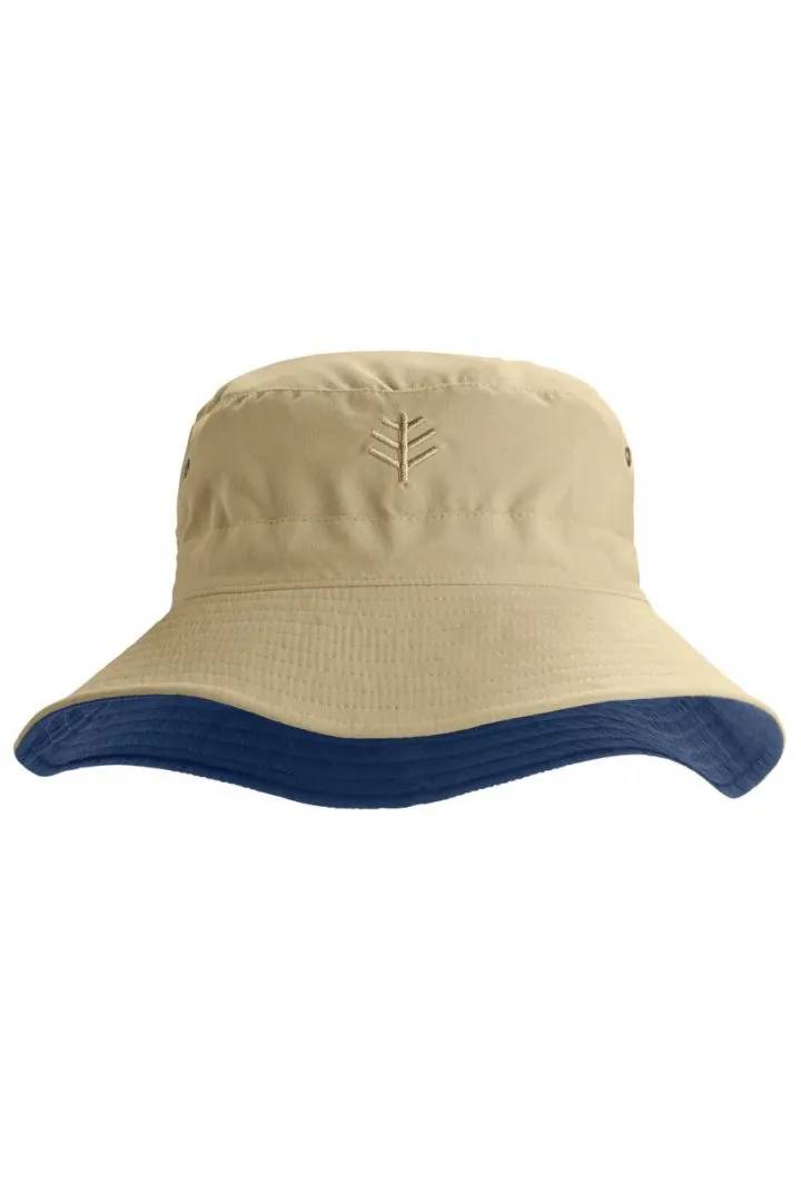 Coolibar - Wendbarer UV-Buckethut für Erwachsene - Landon - Beige/Navyblau  