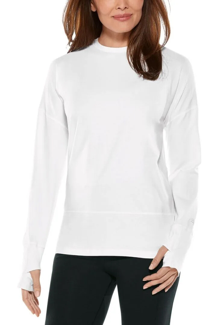 Coolibar - UV Relaxed Shirt für Damen - Langarm - LumaLeo - Einfarbig - Weiß 
