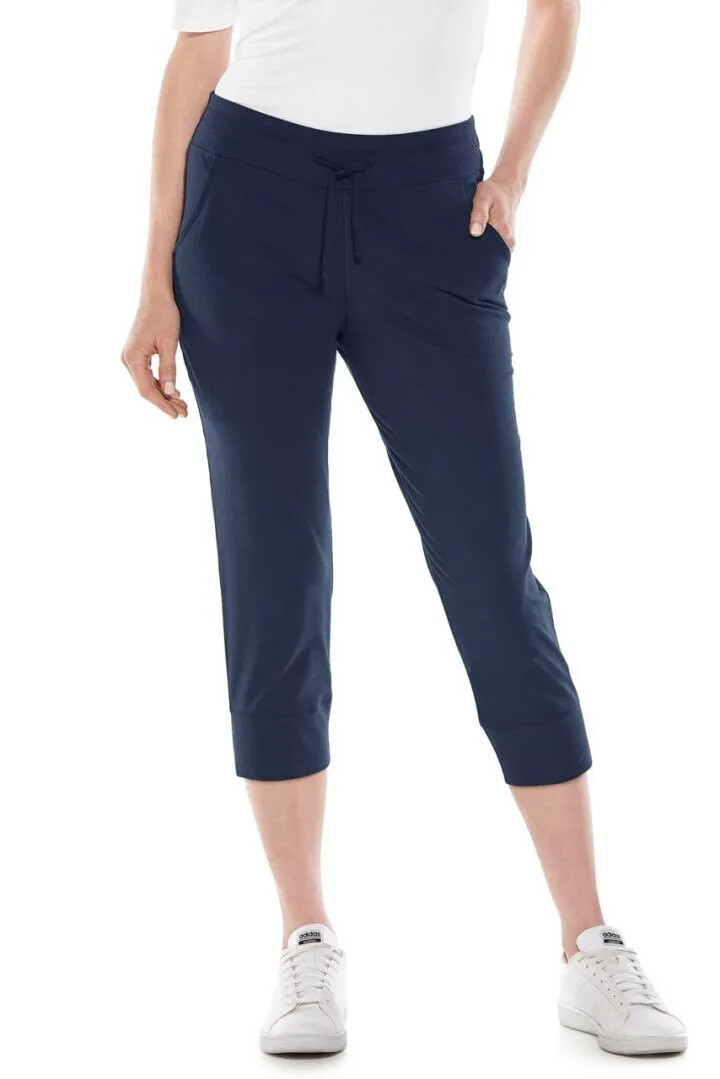 Coolibar - UV Wochenende Crop Jogger für Damen - Maho - Einfarbig - Navy Blau