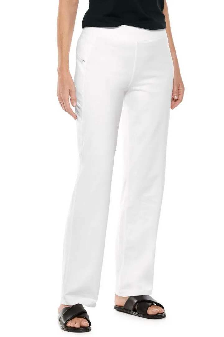 Coolibar - UV Strandhose für Damen - LumaLeo - Einfarbig - Weiß 