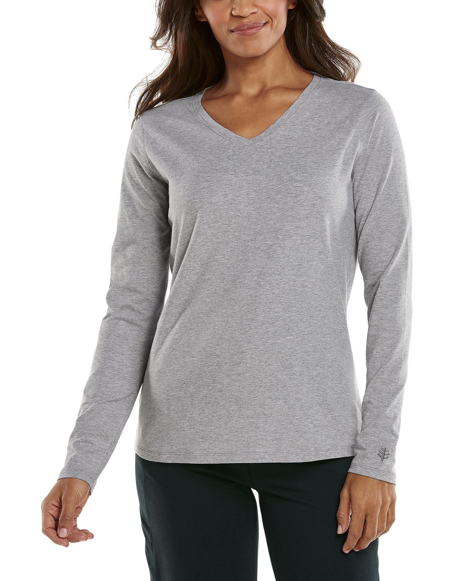 Coolibar - UV Shirt für Damen - V-Neck Langarmshirt - Morada - Grau