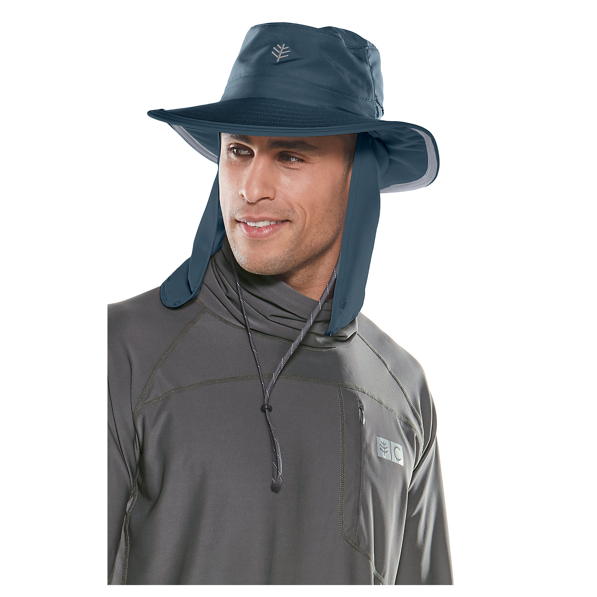 Coolibar - Multifunktioneller UV-Hut mit Nackenschutz für Erwachsene - Boating - Dunkelblau