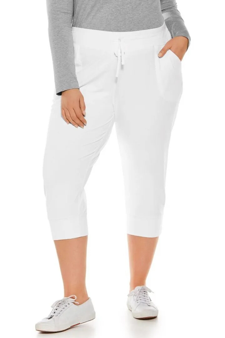 Coolibar - UV Wochenende Crop Jogger für Damen - Maho - Einfarbig - Weiß 