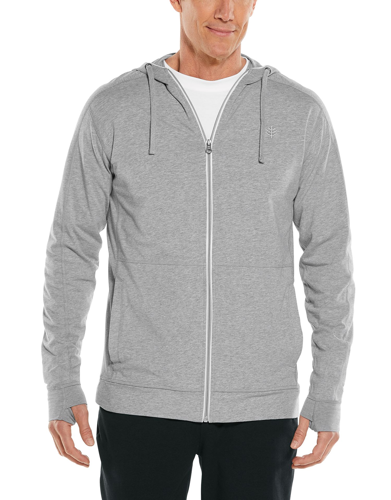 Coolibar UV Kapuzenshirt mit ReiBverschluss fur Herren LumaLeo Zip Up Grau
