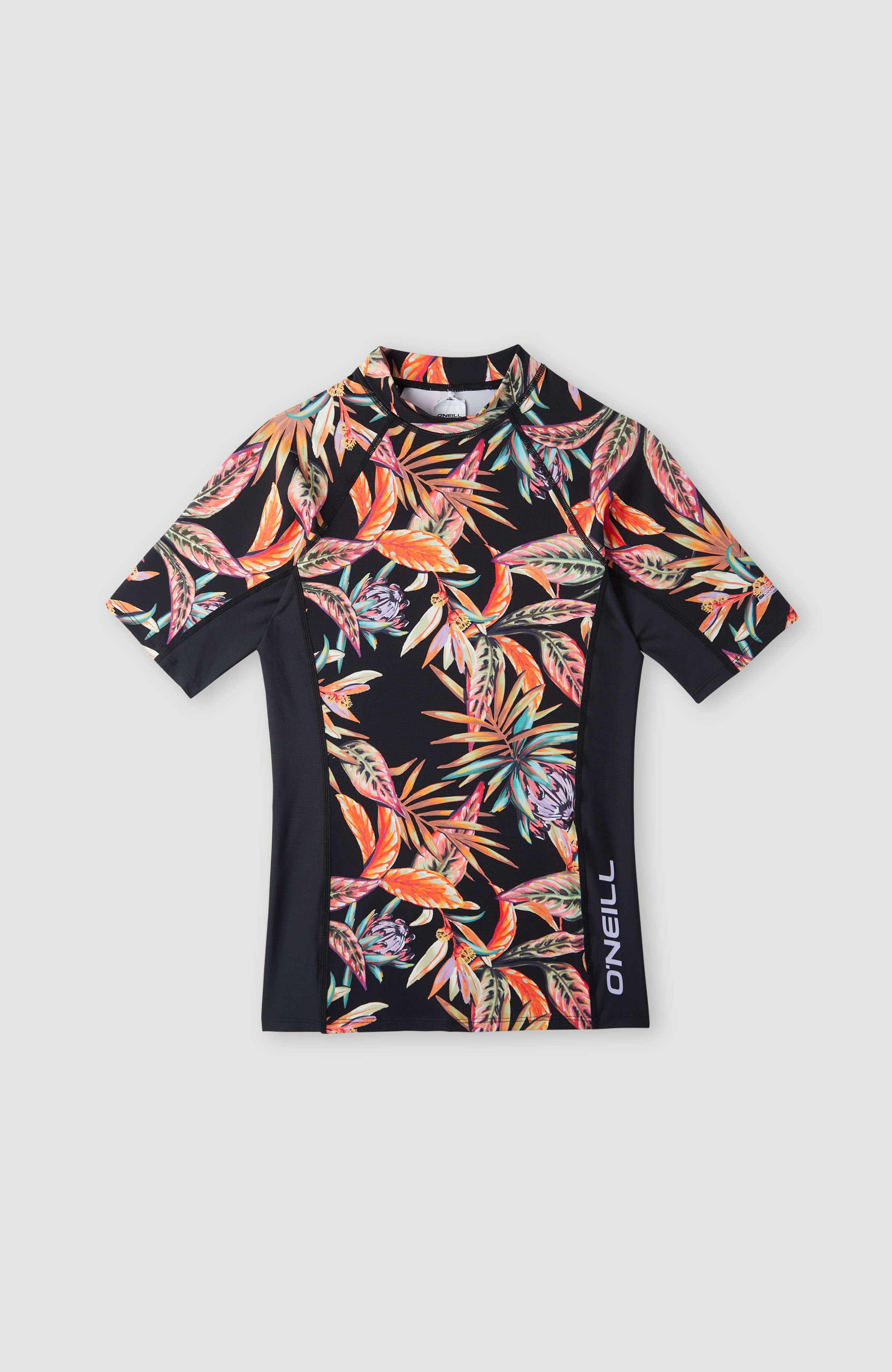 O'Neill - UV-Badeshirt mit kurzen Ärmeln für Mädchen - UPF50+ - Printed Skin - Black Tropical Flower