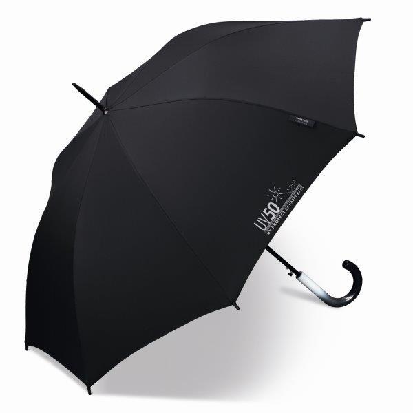 Happy Rain - Langer Regenschirm mit UV-Schutz - Automatik - Schwarz