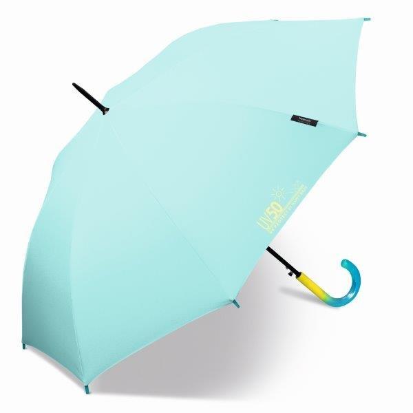 Happy Rain - Langer Regenschirm mit UV-Schutz - Automatik - Blau