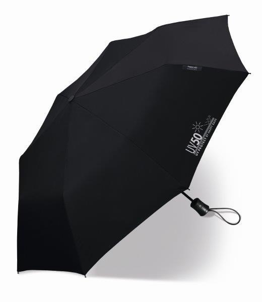 Happy Rain - Mini-Regenschirm mit UV-Schutz - Automatik - Schwarz