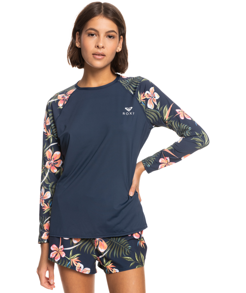 Roxy - UV Lycra Rash Vest für Damen - Langarm - Bedruckt - UPF50 - Mood Indigo Tropical Depth