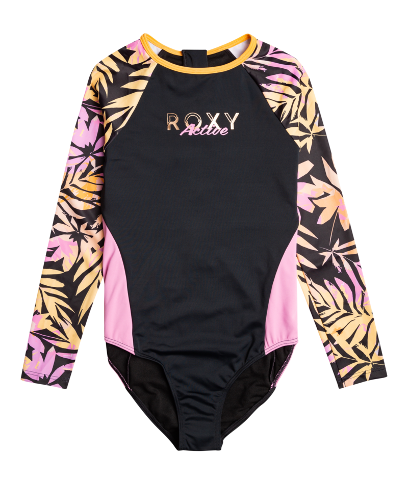 Roxy - Badeanzug für Mädchen - Active Joy - Langarm - Anthracite Zebra Jungle Girl