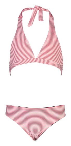 Snapper Rock - Halter-Bikini für Mädchen - Classic Stripe - Rot/Weiß