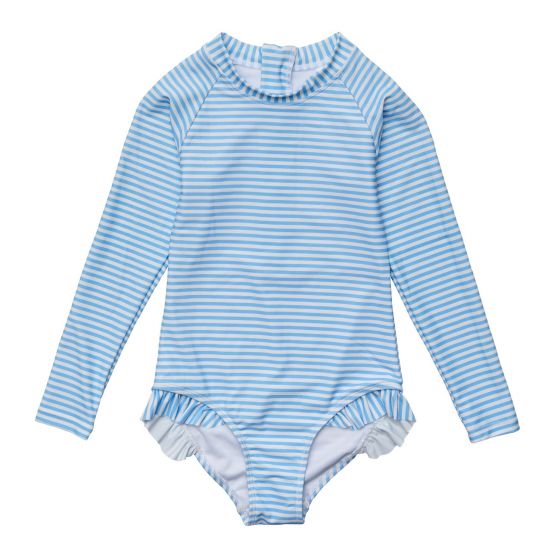Snapper Rock - UV-Badeanzug für Mädchen - Langarm - Streifen - Kornblumenblau