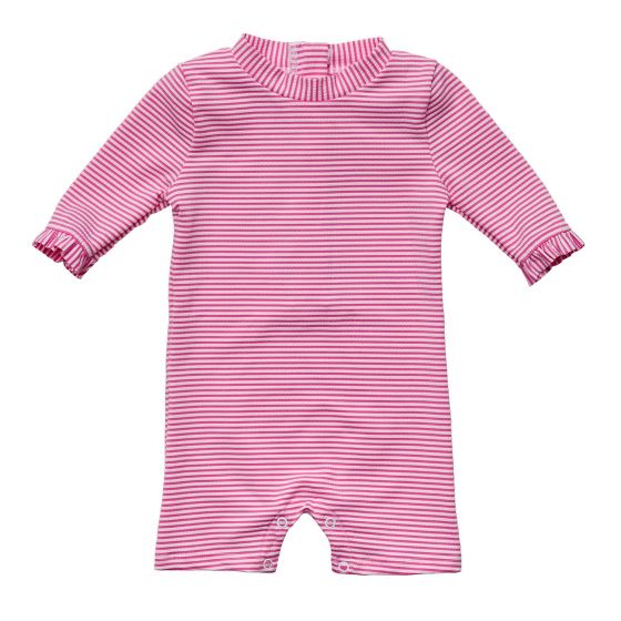 Snapper Rock - UV-Badeanzug für Babys - 3/4 Ärmel - Streifen - Himbeere