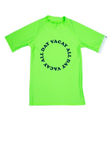 JUJA - UV-Badeshirt mit kurzen Ärmeln für Kinder - Hoch visuell - UPF50+ - Vacay all day - Neon limone