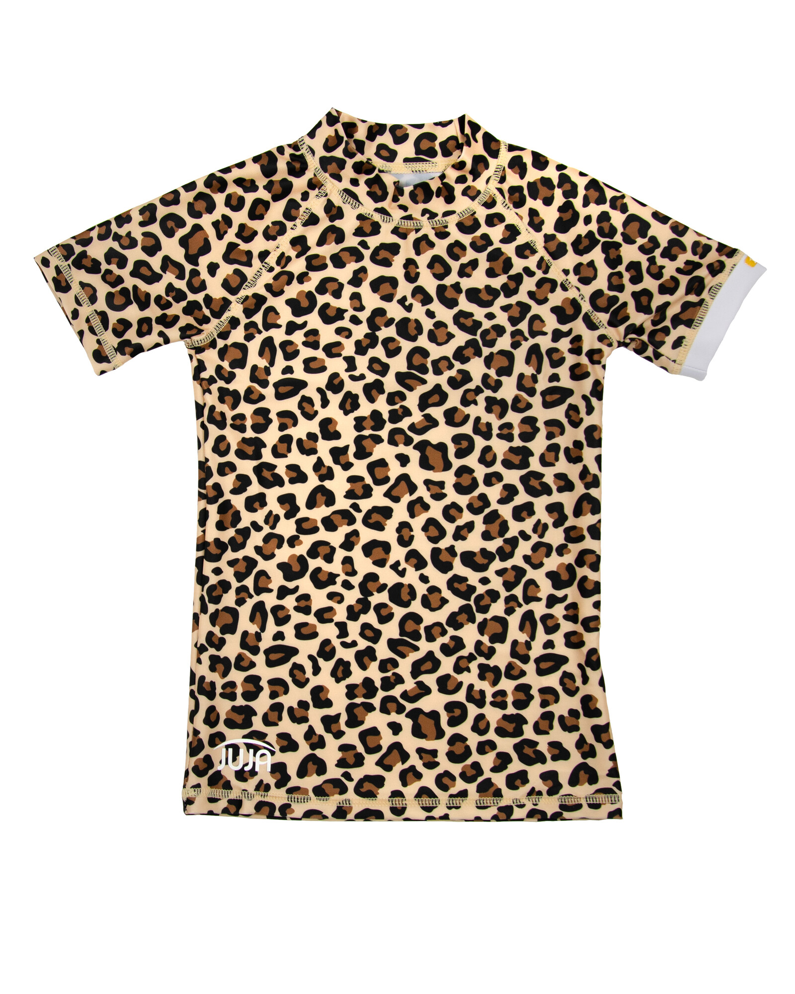 JUJA - UV-Badeshirt für Mädchen - Kurzärmlig - Leopard - Braun - Mitt Reißverschluss