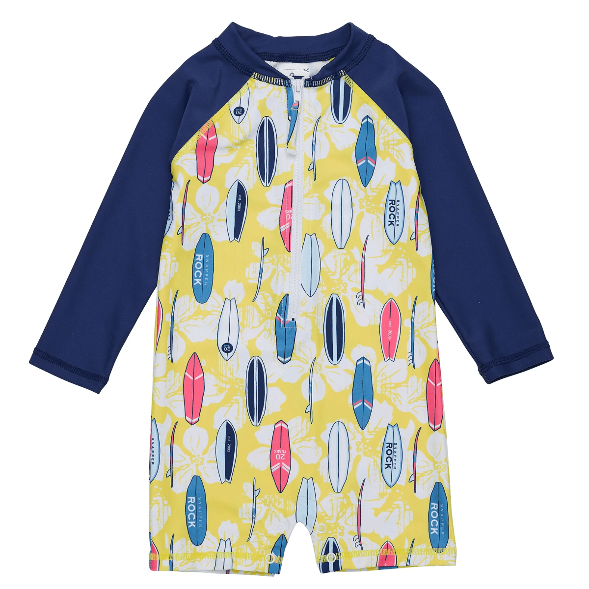 Snapper Rock - UV-Badeanzug für Babys - Langarm - UPF50+ - Rock the Board - Rot/Gelb