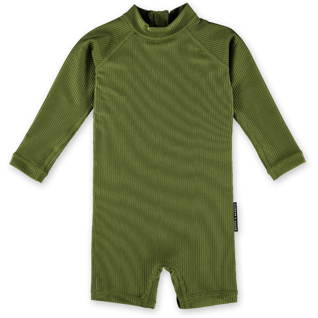 Beach & Bandits - UV-Badeanzug für Babys - Ribbed Langarm - UPF50+ - Pesto Ribbed - Grün