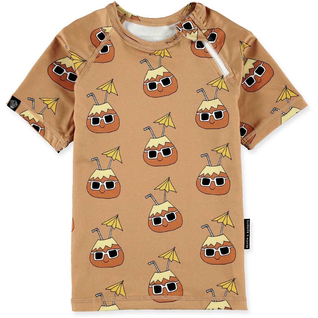 Beach & Bandits - UV-Schwimmshirt für Kinder - UPF50+ - Kurzarm - Cool Coconut - Sand