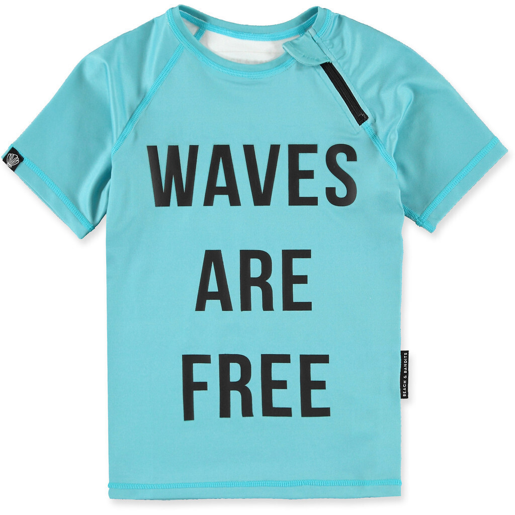 Beach & Bandits - UV-Schwimmshirt für Kinder - UPF50+ - Kurzarm - Waves - Blau