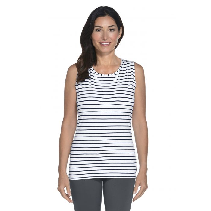 Coolibar - UV Basic Top Damen - dunkelblau/weiss