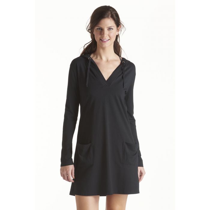 Coolibar - UV Strandkleid mit V- Hals Damen - Schwarz