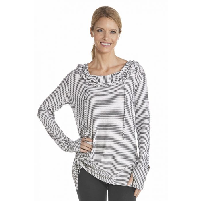 Coolibar - UV T-Shirt langärmlig für Damen - Schwarz/Weiß