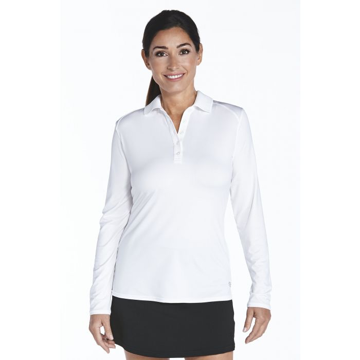 Coolibar - UV Sport Polo für Damen - Langarm - Prestwick Golf - Weiß