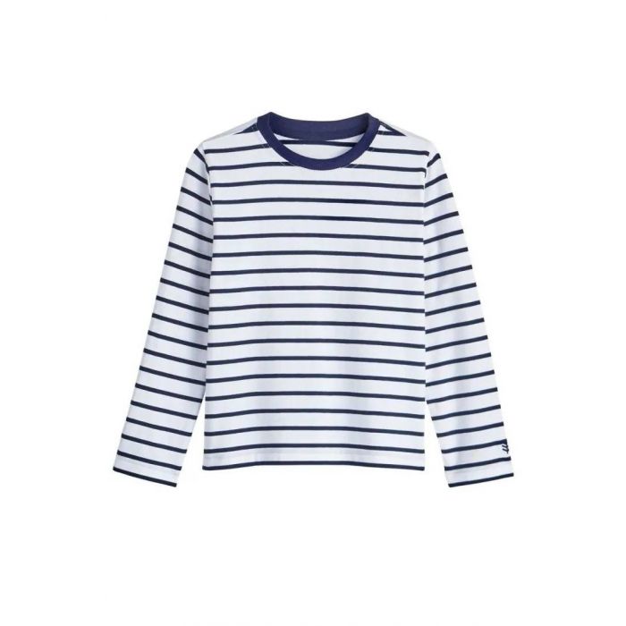Coolibar - UV Shirt für Kinder - Langarm - Coco Plum Everyday - Einfarbig - Streifen - Weiß/Navy Blau