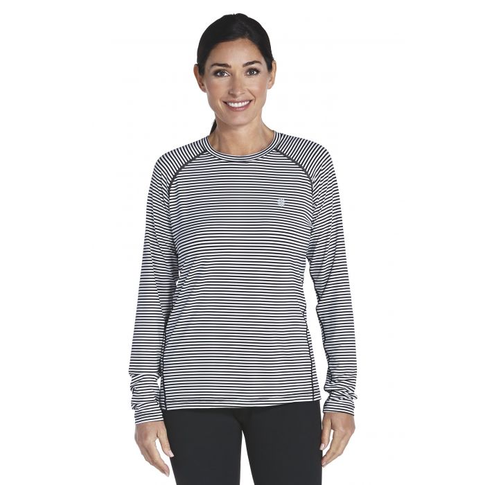 Coolibar - UV Sport- Langarmshirt Damen - schwarz/weiss