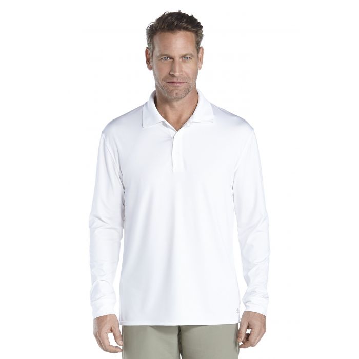 Coolibar - UV Sport Polo für Herren - Langärmlig - Erodym Golf - Weiß