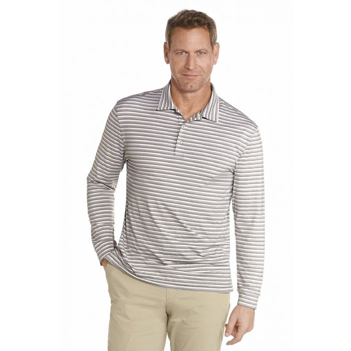 Coolibar - Langer Arm Golf Polo - Graue Streifen