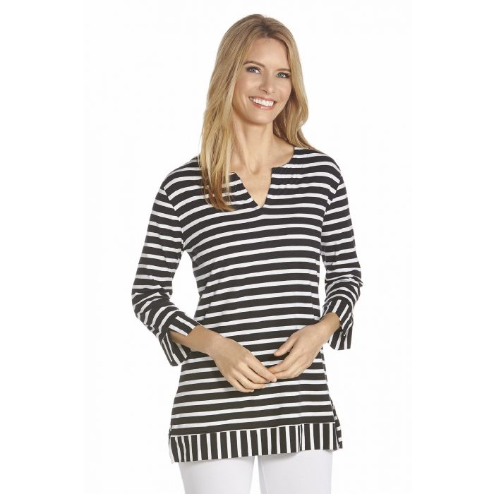 Coolibar - UV Tunika Top Damen - Schwarz/Weiß