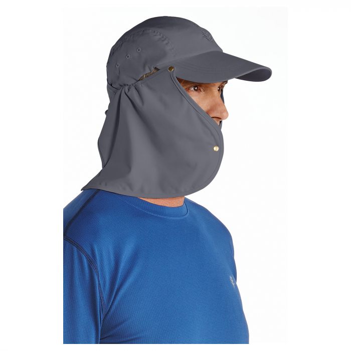 Coolibar - UV-Sonnenkappe für Herren mit Nackenschutz - Grau / Schwarz
