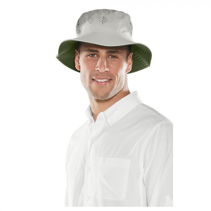 Coolibar - UV-Hut für Herren - Wendebar - Steingrau/Olivgrün