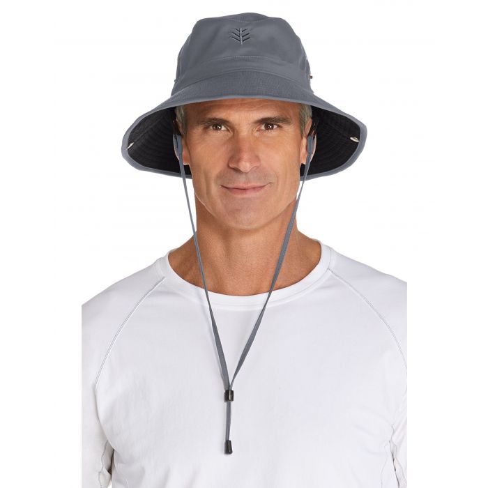 Coolibar - Federleichter UV Bucket Hut für Herren - Chase - Carbon/Schwarz