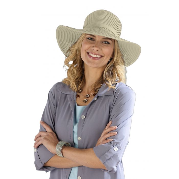 Coolibar - UV-Reise-Sonnenhut für Damen - verformbar - Shelly - Beige  