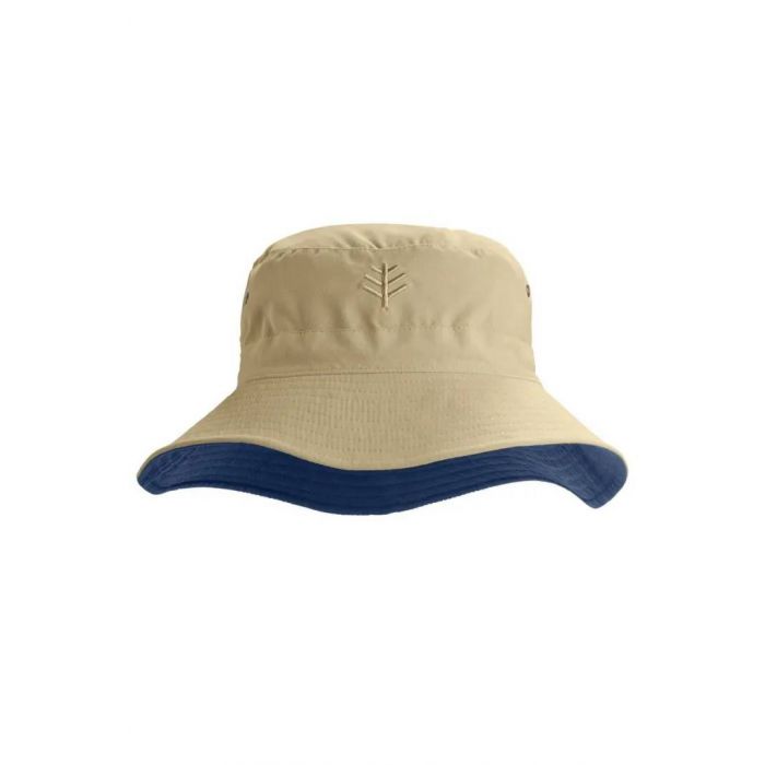 Coolibar - Wendbarer UV-Buckethut für Erwachsene - Landon - Beige/Navyblau  