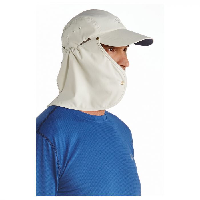 Coolibar - UV-Sonnenkappe für Herren mit Nackenschutz - Grau / Marineblau