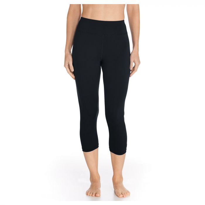 Coolibar - UV Schwimmleggings Capri für Damen - Deep Water - Schwarz