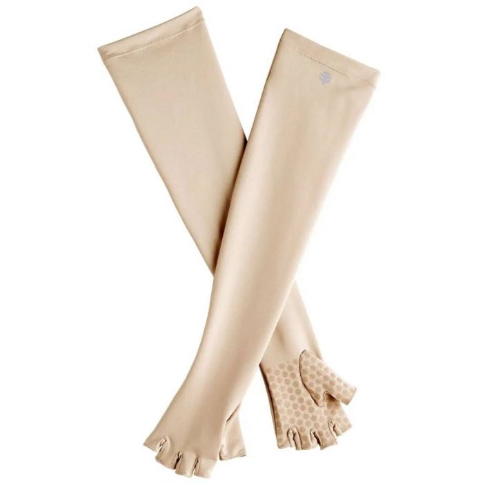 Coolibar - Lange fingerlose UV-Handschuhe für Erwachsene - Perpetua - Beige