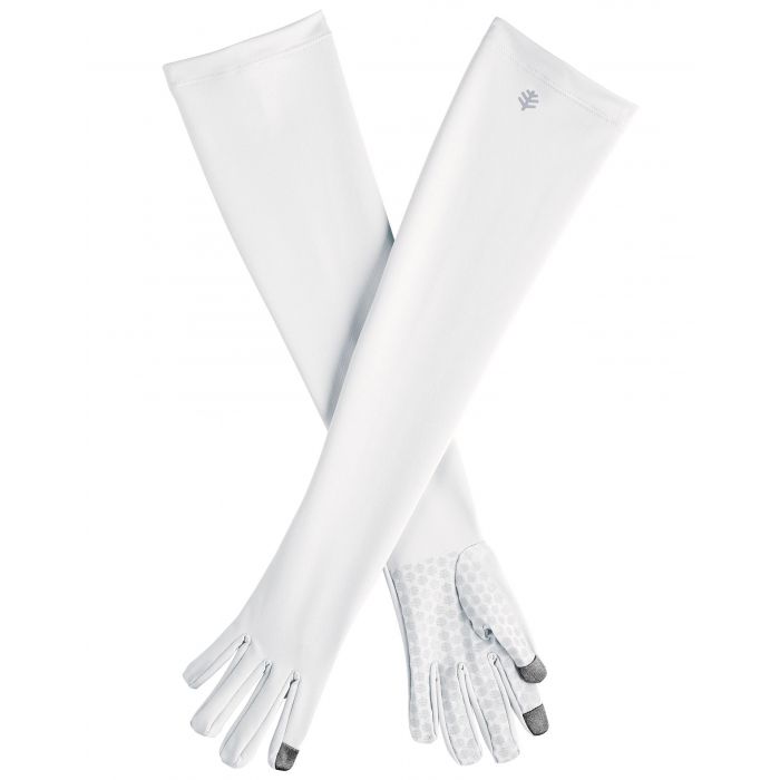 Coolibar - UV-schützende Handschuhe mit langem Arm für Erwachsene - Culebra - Weiß