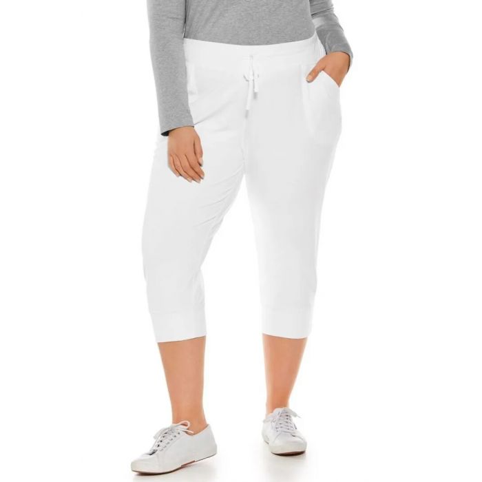 Coolibar - UV Wochenende Crop Jogger für Damen - Maho - Einfarbig - Weiß 