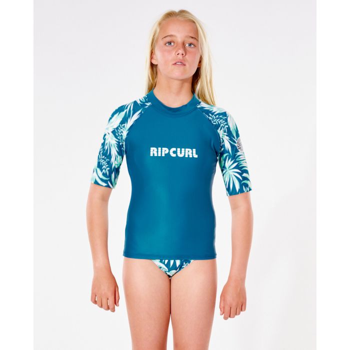 Rip Curl - UV-Badeset für Mädchen - Sun Rays - Kurzarm - dreiteilig - Dunkeltürkis